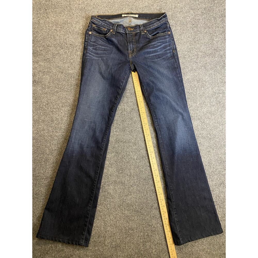 J Brand Women's Bootcut Jeans Dark Blue Denim Stretch Pockets Button Zip - Picture 6 of 9
